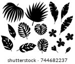 set of silhouettes of tropical... | Shutterstock .eps vector #744682237