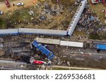 Small photo of Tempi Valley, Greece - March 1, 2023: A tragic accident occurred in northern Greece, as two trains collided in the Tempi Valley, resulting in the deadliest rail tragedy in Greece