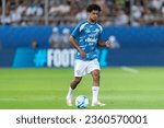 Small photo of Athens, Greece - August 16,2023: Player of Manchester City Oscar Bobb in action during the UEFA Super Cup Final match between Manchester City and Sevilla at Stadio Karaiskakis, Piraeus