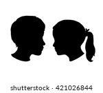 boy and girl silhouettes on a... | Shutterstock .eps vector #421026844