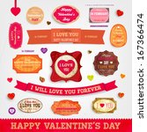 happy valentines day cards set... | Shutterstock .eps vector #167366474