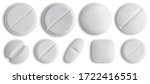 White medical pill icon set...