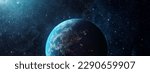 Small photo of Panoramic view of the Earth, sun, star and galaxy. Sunrise over planet Earth, view from space. Elements of this image furnished by NASA