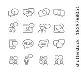 chat bubble related icons  thin ... | Shutterstock .eps vector #1829768051