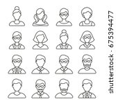 people icons  thin monochrome... | Shutterstock .eps vector #675394477