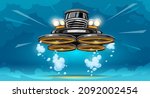 futuristic flying car drone... | Shutterstock .eps vector #2092002454