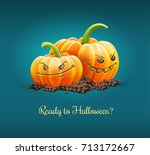 angry pumpkins with angry... | Shutterstock .eps vector #713172667