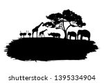 silhouette of wildlife animals... | Shutterstock .eps vector #1395334904