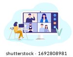 video conferencing at home ... | Shutterstock .eps vector #1692808981