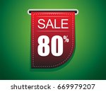 sale 80  off tag red ribbon... | Shutterstock .eps vector #669979207