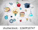 colorful education sketch drawn ... | Shutterstock . vector #1260910747