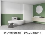White And Green Bathroom With...