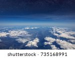 High altitude view between sky and space , in to the dark. Sky view plane.