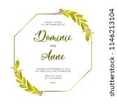 wedding invite with green leaves | Shutterstock .eps vector #1146213104