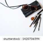 cosmetics scattered on white... | Shutterstock . vector #1420706594