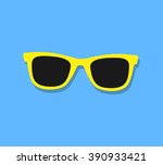 Vector Sunglasses Icon. Yellow sunglasses on blue background