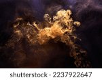Multi colored sparkling abstract background, luxury dark gold smoke, acrylic paint underwater explosion, cosmic swirling ink