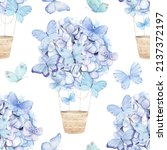 Watercolor Pattern With Blue...