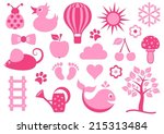 Cute Pink Baby Icons Collection ...