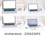 set of blank screen laptop... | Shutterstock . vector #224622691