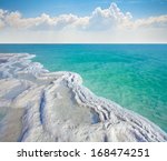 Dead Sea Salty Shore In Summer