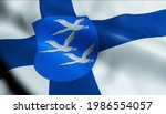 3D Illustration of a waving Finland city flag of Aanekoski