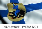 3D Illustration of a waving Finland city flag of Lapua