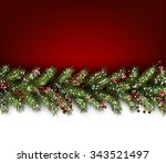 red card with fir branches.... | Shutterstock .eps vector #343521497