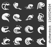 sea waves icons set white... | Shutterstock . vector #1165524034
