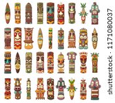 Tiki Idols Icon Set. Cartoon...
