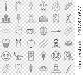 tooth icons set. outline style... | Shutterstock .eps vector #1407825977