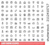 100 farm icons set. outline... | Shutterstock .eps vector #2112410717