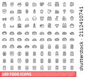 100 food icons set. outline... | Shutterstock .eps vector #2112410741