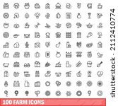 100 farm icons set. outline... | Shutterstock .eps vector #2112410774