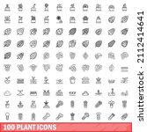 100 plant icons set. outline... | Shutterstock .eps vector #2112414641