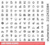 100 food icons set. outline... | Shutterstock .eps vector #2112422084