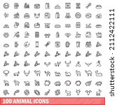100 animal icons set. outline... | Shutterstock .eps vector #2112422111