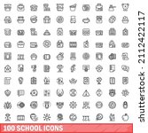 100 school icons set. outline... | Shutterstock .eps vector #2112422117