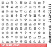 100 farm icons set. outline... | Shutterstock .eps vector #2112423851