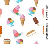 ice cream pattern. cartoon... | Shutterstock .eps vector #569957404