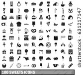 100 sweets icons set in simple... | Shutterstock .eps vector #631217147