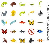 tropical animals icons set.... | Shutterstock .eps vector #682287817