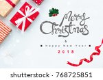 merry christmas and happy new... | Shutterstock . vector #768725851