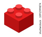 red lego brick block or piece... | Shutterstock .eps vector #1091599874