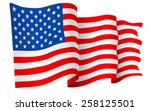 usa american flag waving  ... | Shutterstock .eps vector #258125501