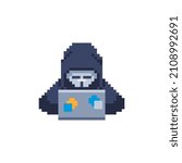 hacker attack. pixel art.... | Shutterstock .eps vector #2108992691