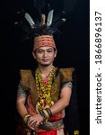 Small photo of Sarawak, Borneo, Malaysia - December 2013: Iban tribe chief of headhunting tribe IBAN and Dayaks