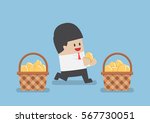 businessman put golden egg in... | Shutterstock .eps vector #567730051