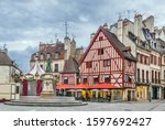 Small photo of Francois Rude square with fountain of a Bareuzai wine-grower in Dijon, France