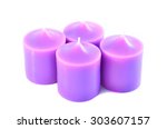 purple candles isolated on... | Shutterstock . vector #303607157